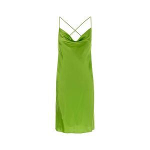 Saint Laurent Women Green Satin Mini Dress